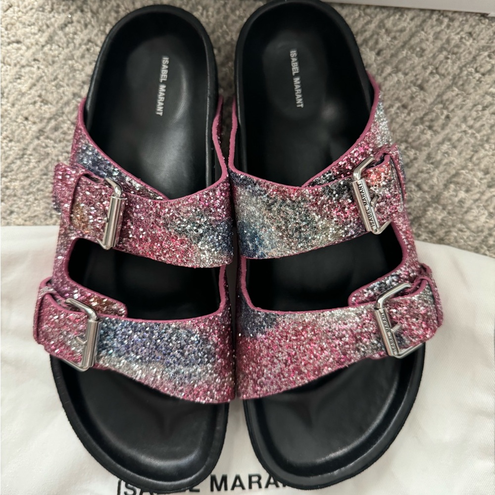 NEW Isabel Marant Lenyo Glitter Slides Size 39